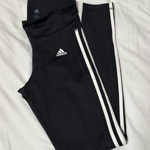 Adidas Kids Black Leggings with White Stripes